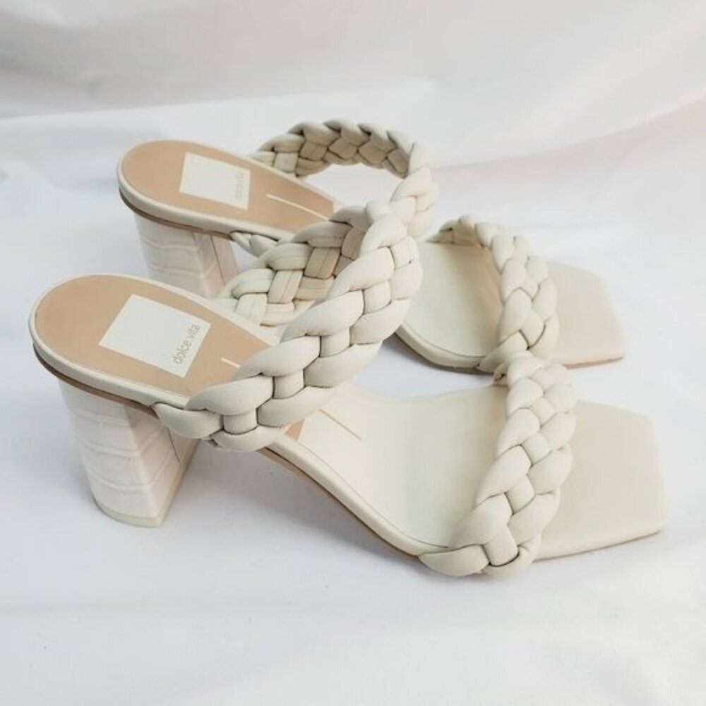 Dolce Vita Braided Strappy Slip On Block Heel with Embossed Snake Skin size 7 - Picture 1 of 5